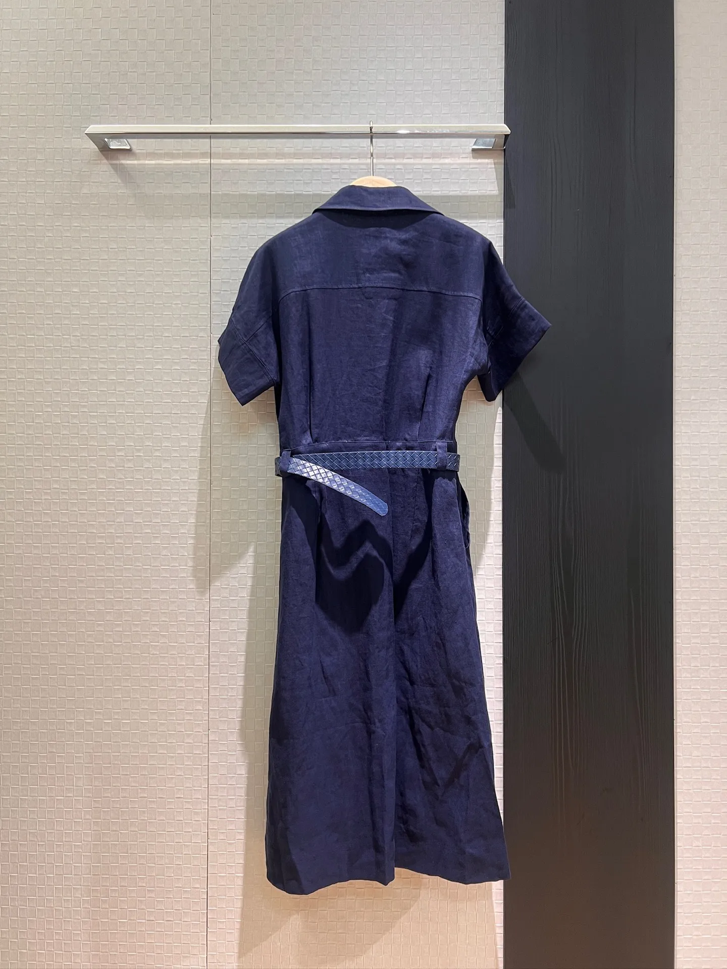 

Short-Sleeved Linen Dress V-Neck Lapel with Epaulets for Women Elegant Casual Fashion