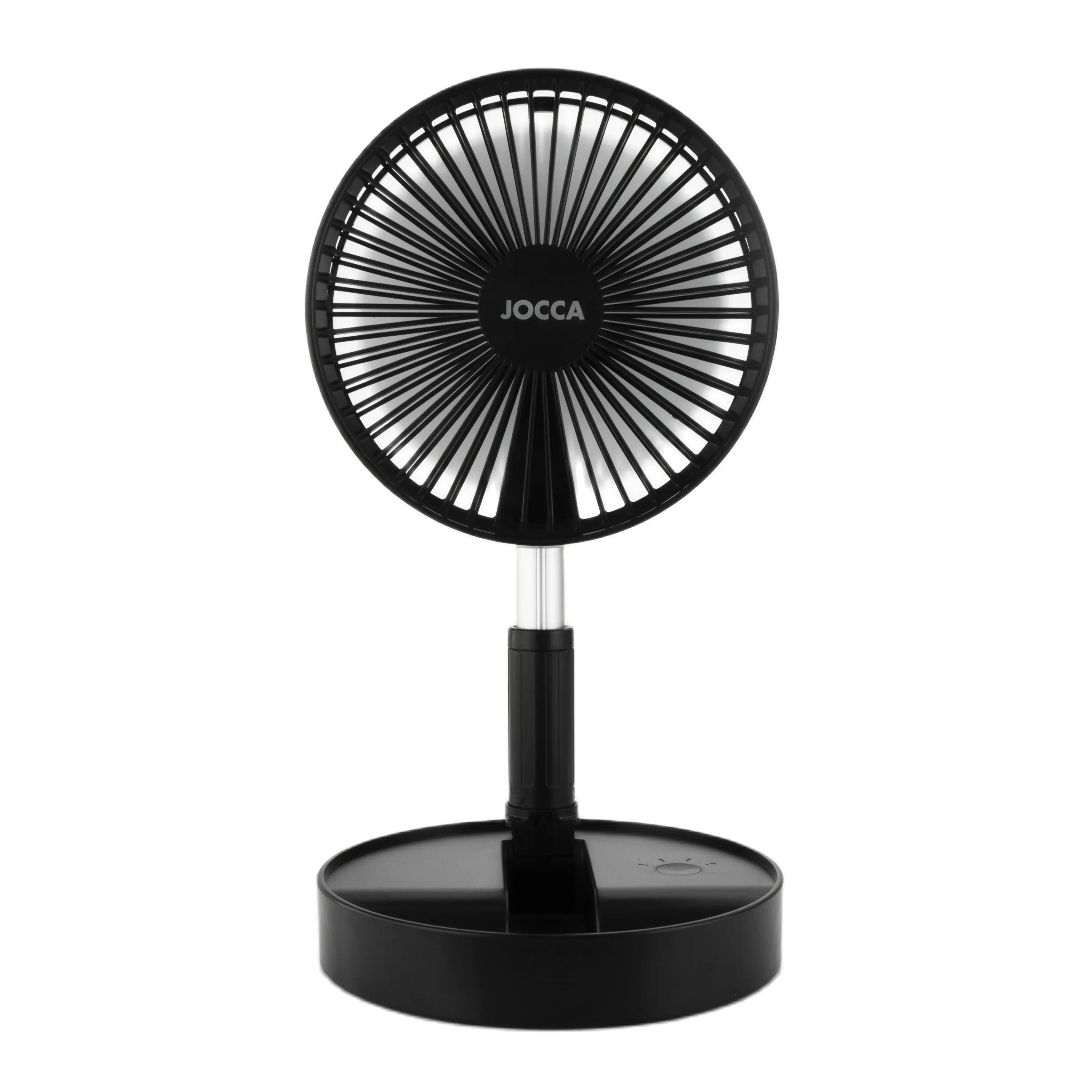Jocca marca ajustável dobrável portátil ventilador sem fio, mesa acessível e suporte, com bateria