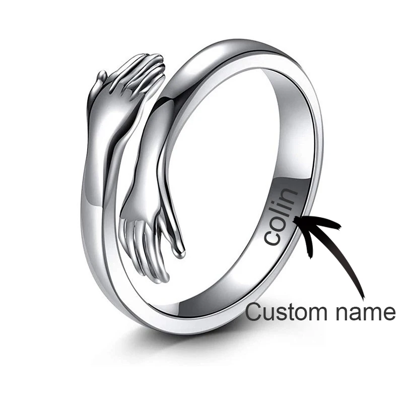 

Adjustable Embrace Custom Name Ring Personalized 18K Gold Plated Stainless Steel Women's Ring Valentine's Day Gift For Her