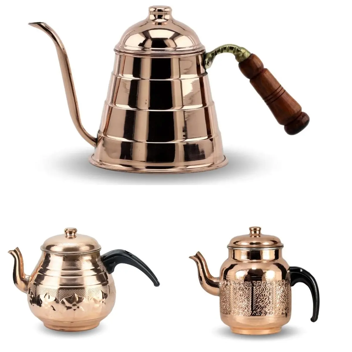 

Forged Copper Coffee and Tea Pots 0.85-1.8 lt Stovetop Kitchen Drip Stove Gas Best Delicious Authentic Coffee Maker,