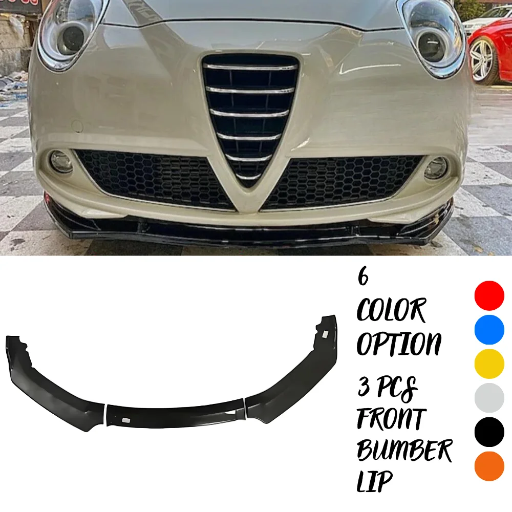 3 Pcs Front Bumper Lip For Alfa Romeo Mito Body Kit Spoiler Splitter Diffuser High Quality ABS Plastic Professional Tuning