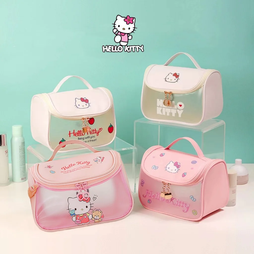 

Kawaii Hello Kitty вместительная портативная косметичка Sanrio Kuromi Мелодия молния макияж сумки Водонепроницаемая дорожная сумка для хранения