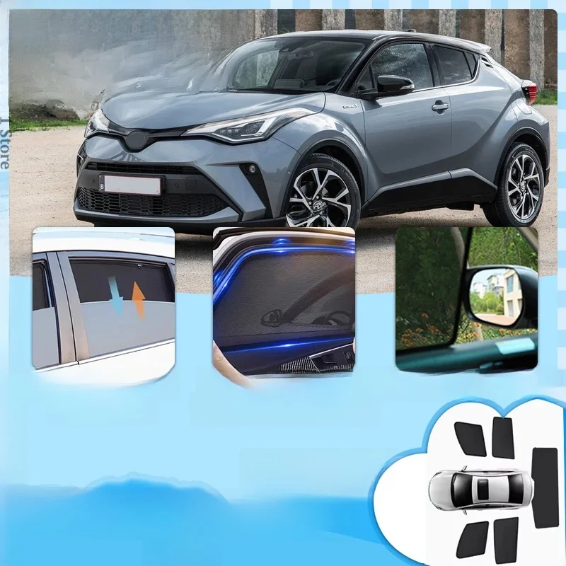 Pare-soleil magnétique de voiture pour Toyota CHR AX10 MK1 2017 2018 2019 2020 2021 2022 2023, rideau de pare-brise avant, maille d'ombrage de fenêtre latérale