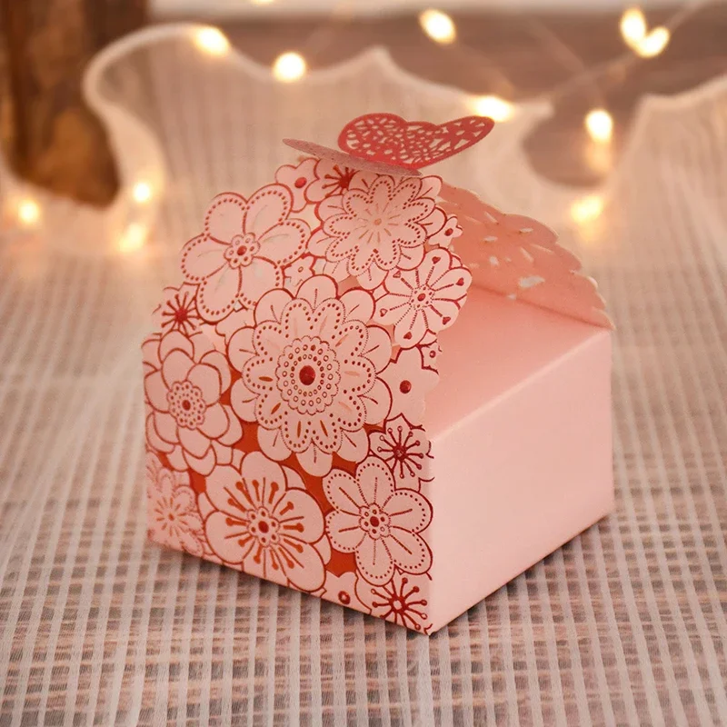 10/20 Stück rosa Schmetterling Pralinenschachtel Hochzeit Schokolade Geschenkverpackung Box für