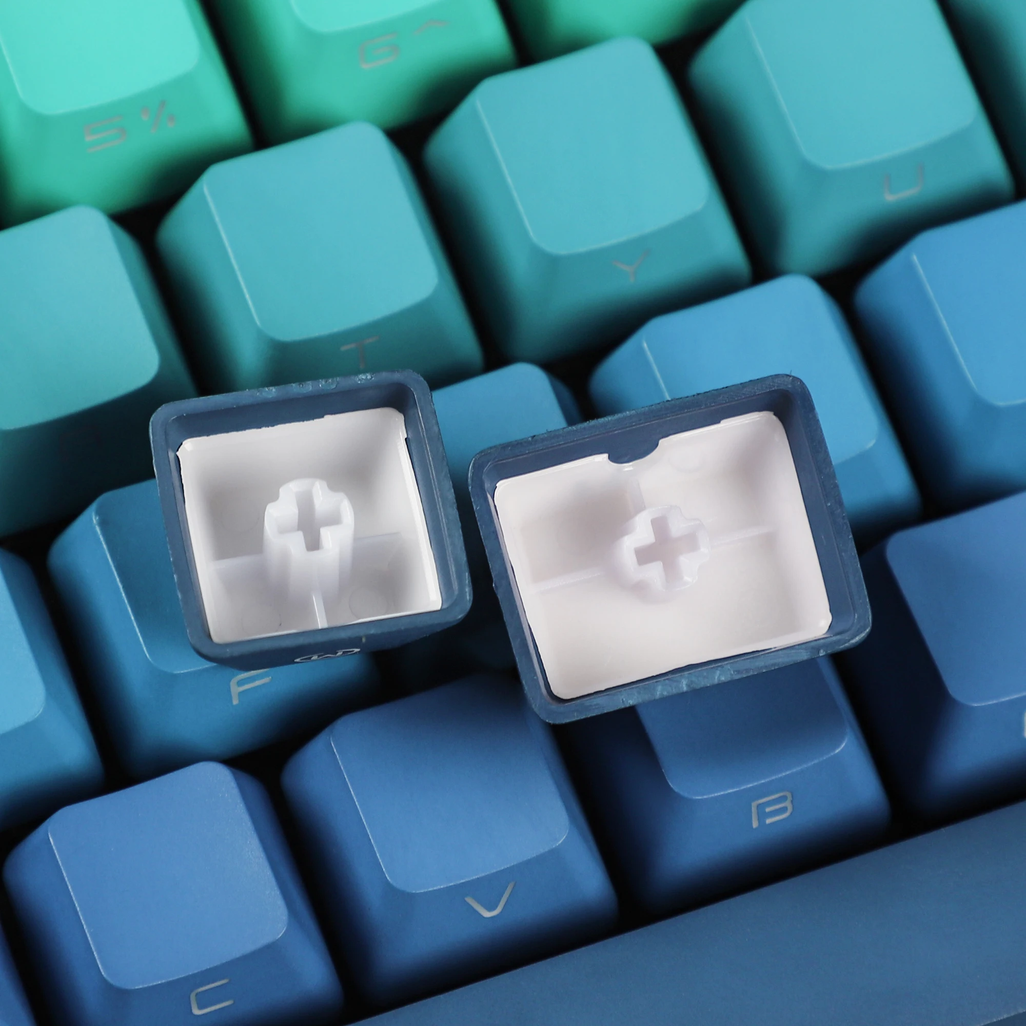 133 Key Cyan Blue PBT Double Shot Side-lit Shine Through Backlit keycaps For MX Mechanical Keyboard 108 96 87 NJ80 84 68 64 61