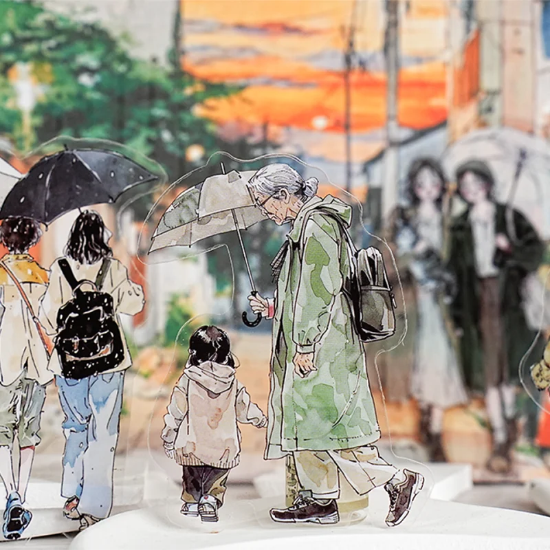 

Mr. Paper Retro Character Stickers 20 sheets/pack Warm Moments for hurry pedestrians Stickers Family Handbooks Record Life Gifts