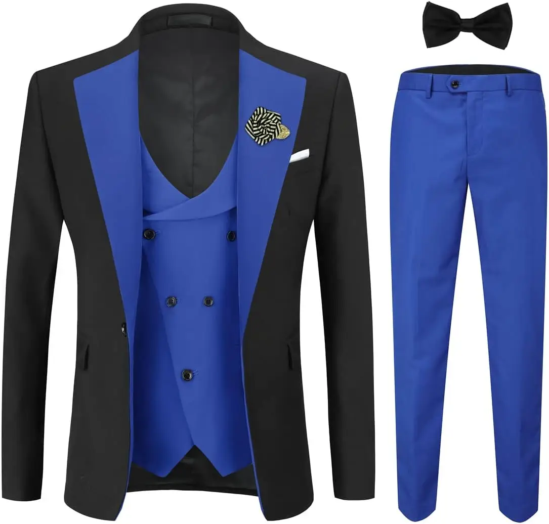 Multicolor Gentleman Suit Men's 3 Piece Groom Tuxedo Fashion Wedding Prom Jacket