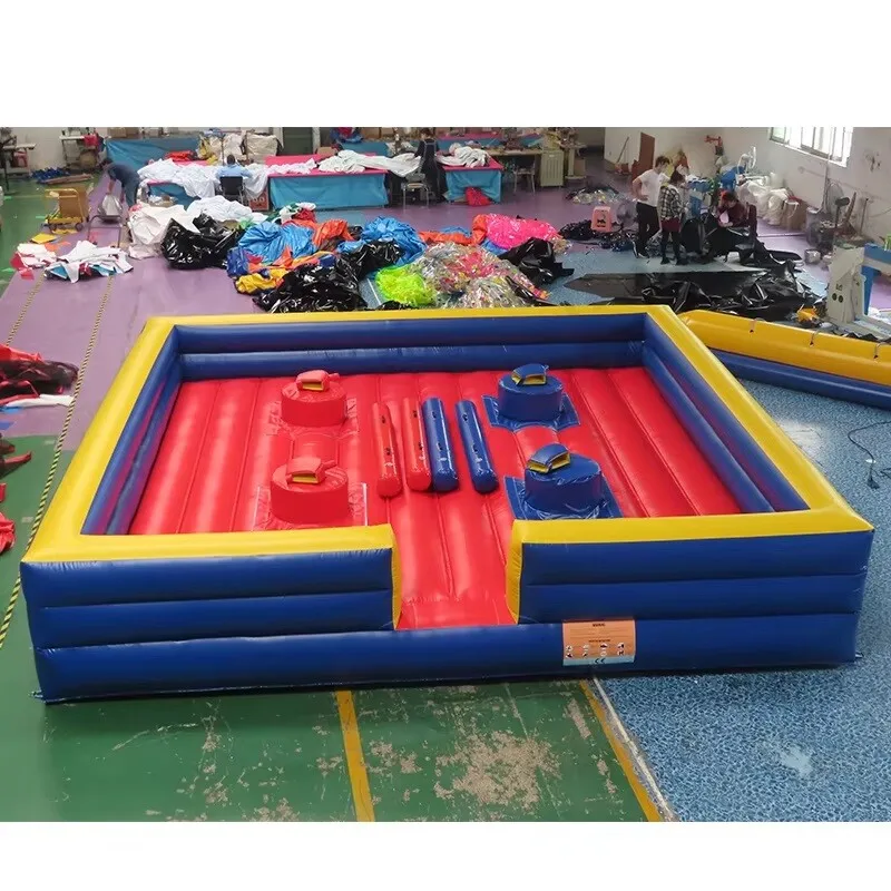 4 Player PVC Outdoor Fighting Inflatable Jousting Arena 4X4m Inflatable Gladiator Jousting Games For Party Rental