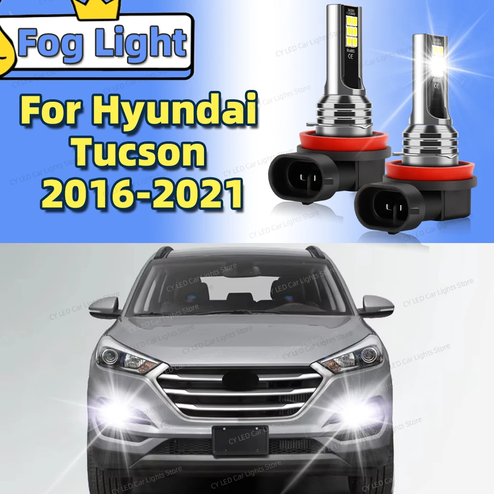 

2Pcs LED Car Front Fog Light Lamps For Hyundai Tucson 2016 2017 2018 2019 2020 2021 6000K Canbus Auto Accessory