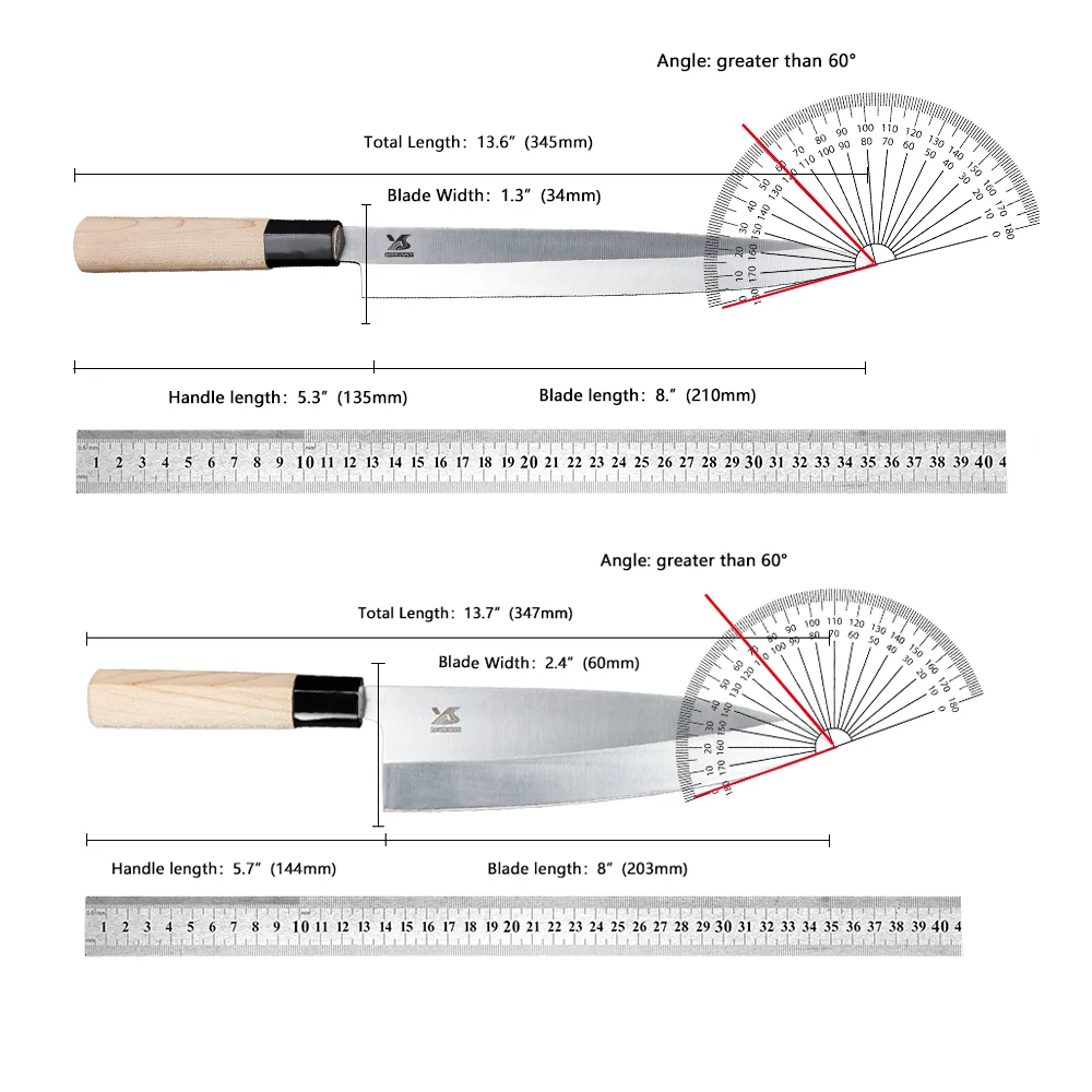 Imagem -06 - Bigsunny-conjunto de Faca de Aço Alemão Sashimi Sushi e Deba Conjunto de Facas Japonesas Punho de Madeira Pcs