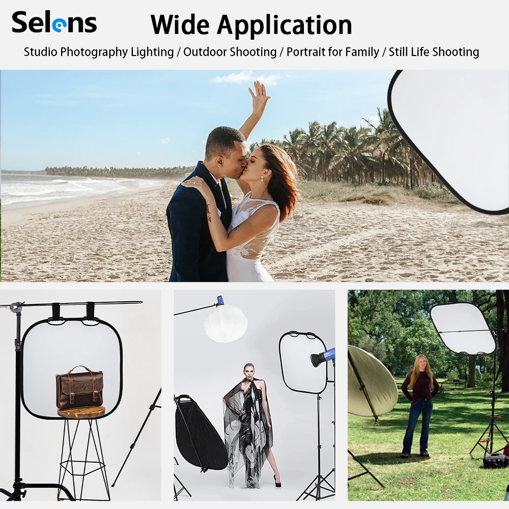 Свет для фотосъемки Selens 5 в 1, отражатели, диффузор освещения, складные квадратные отражатели с ручкой для фотостудии
