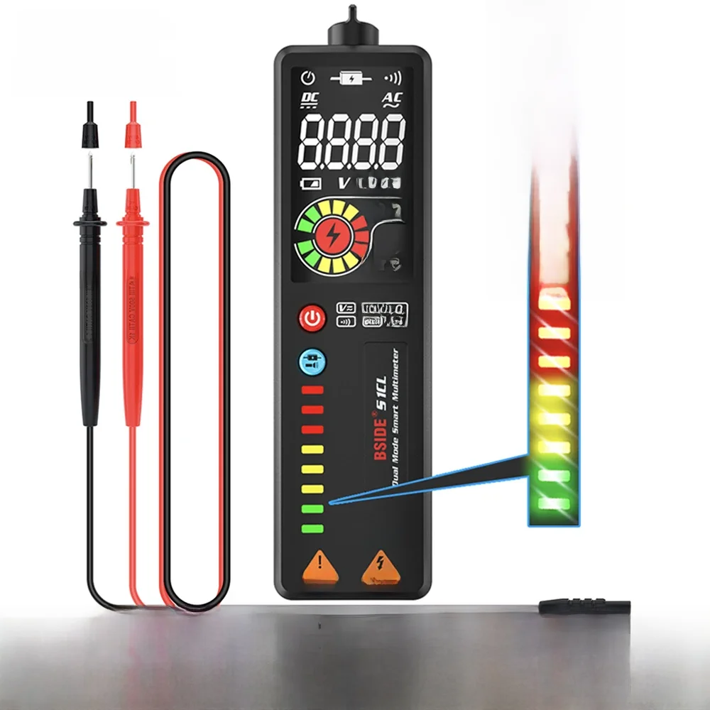 Tester napięcia BSIDE multimetr cyfrowy kolorowy wyświetlacz LCD bezdotykowy przewód pod napięciem wskaźnik detektora długopis elektryczny woltomierz Ohm miernik Hz — zdjęcie 2