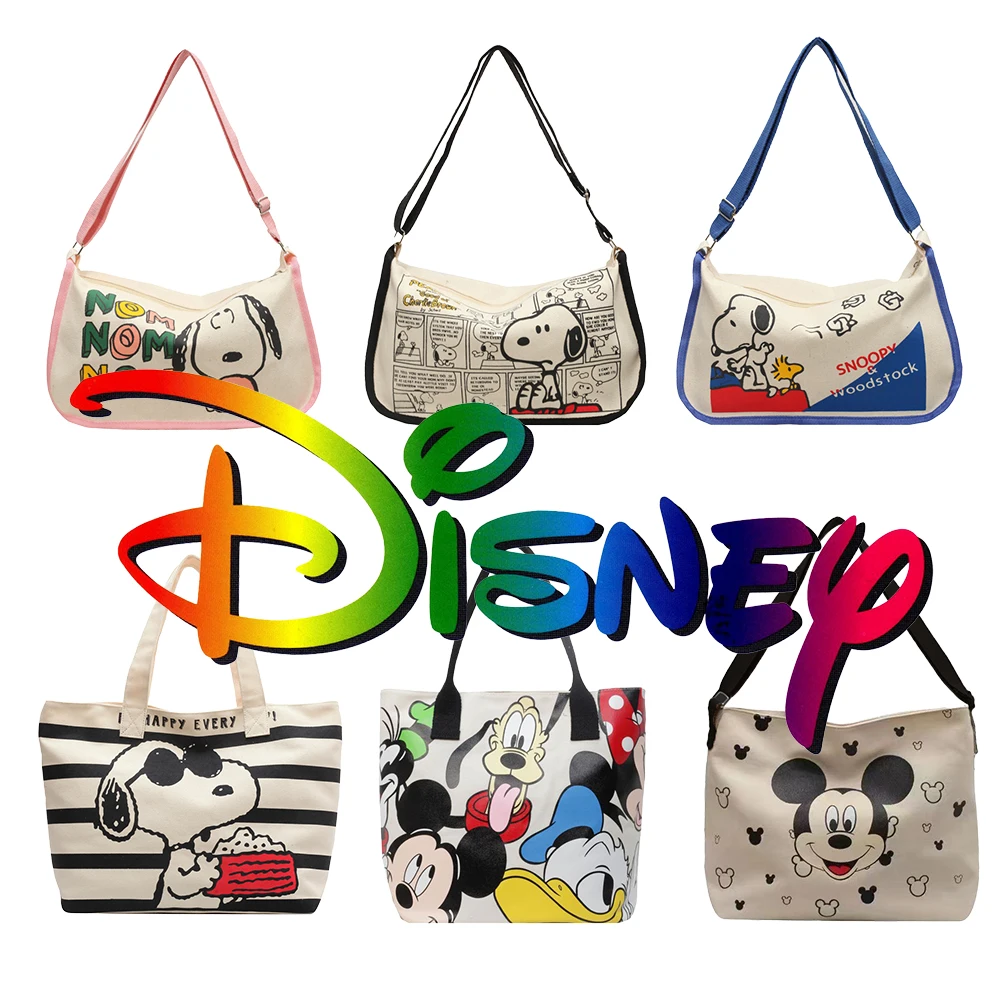 Borsa Disney Mickey Snoopy di grande capacità, borsa a tracolla multifunzionale per il tempo libero, borsa tote per pendolari, borsa per mamma leggera