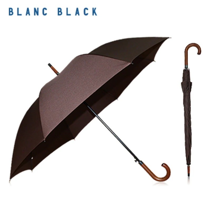 Blanc Black 70 wood handle Brown long umbrella