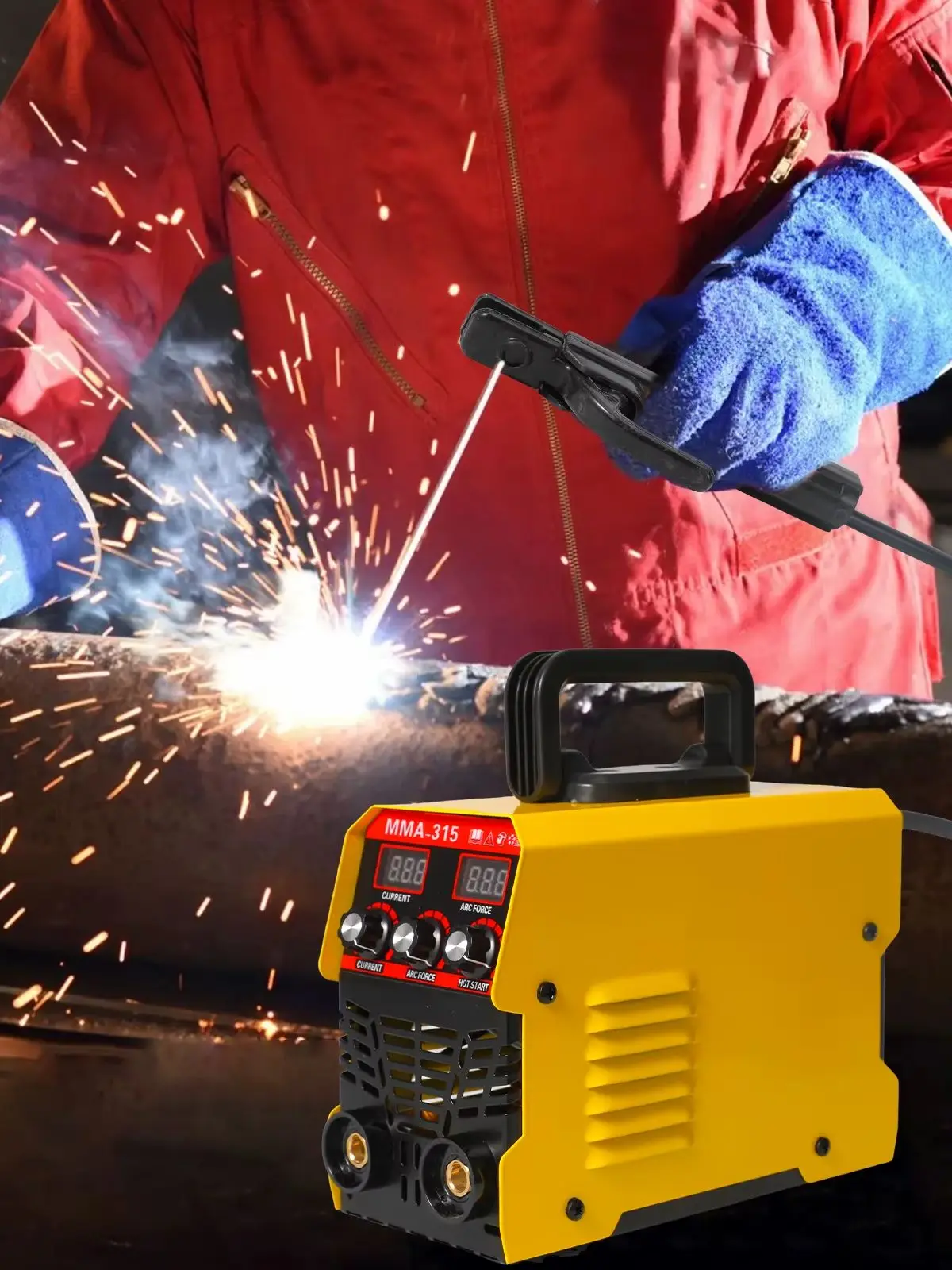 MMA-315 Tragbares Schweißgerät Inverter-Lichtbogenschweißgerät 20-315A Einstellbar Heimwerker-Schweißausrüstung mit Digitalanzeige ﻿