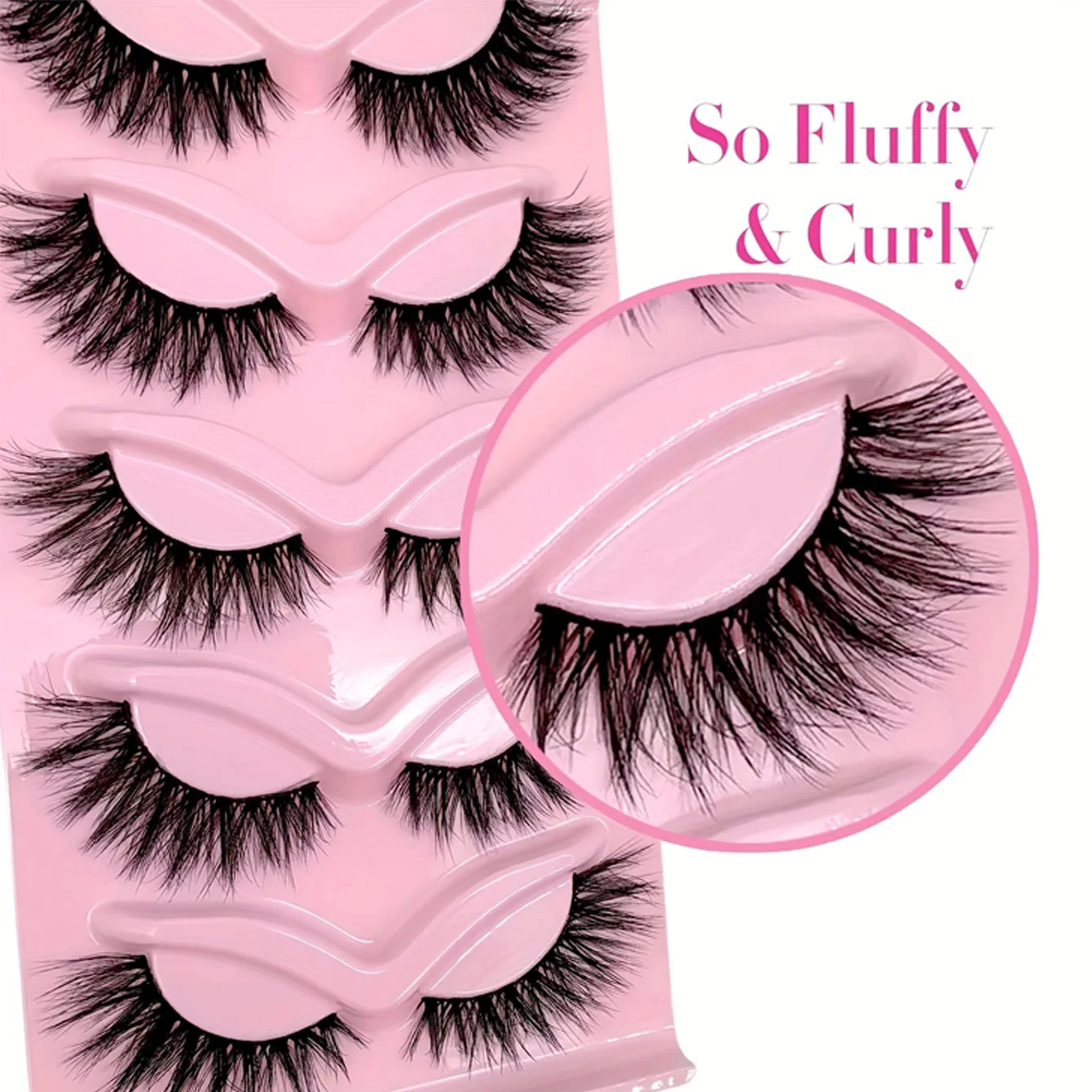 5 paia Ciglia Cat Eye Ciglia finte naturali 3D Soffici morbide incrociate Ciglia a fascia trasparente Ciglia Manga Trucco ciglia sottili