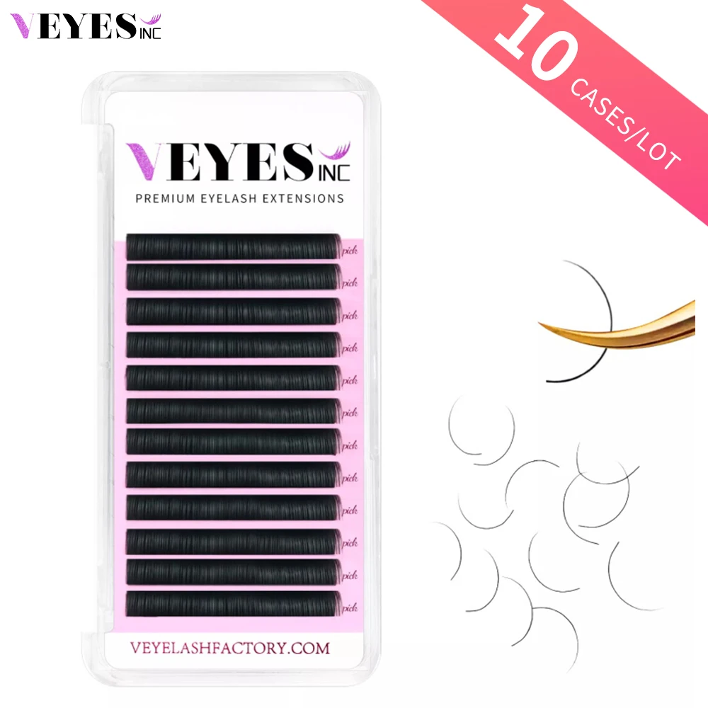 Veyes Inc 10 Cases/Lot Individual Eyelash Extensions Faux Mink Lashes Veyelash Professionals Classic Soft Natural Lash Wholesale