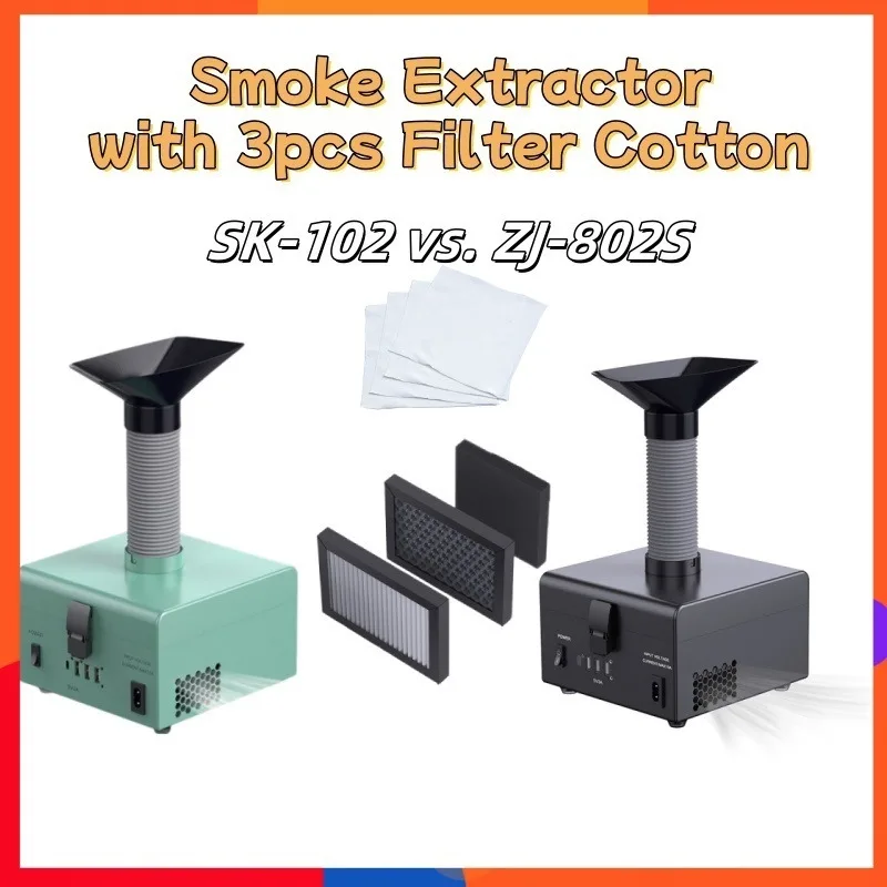 

Industrial Fume Extractor With Eye-Safe LED Light & 6pcs High-Efficiency Activated Carbon Filter Cotton For PCB Soldering Repair