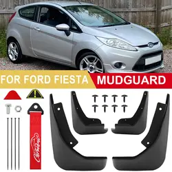 Car Mud Flaps For Ford Fiesta Mk7 2009-2017 Mudguards With Tow Strap Fender Mudflap Front Rear Splash Guard Auto JDM