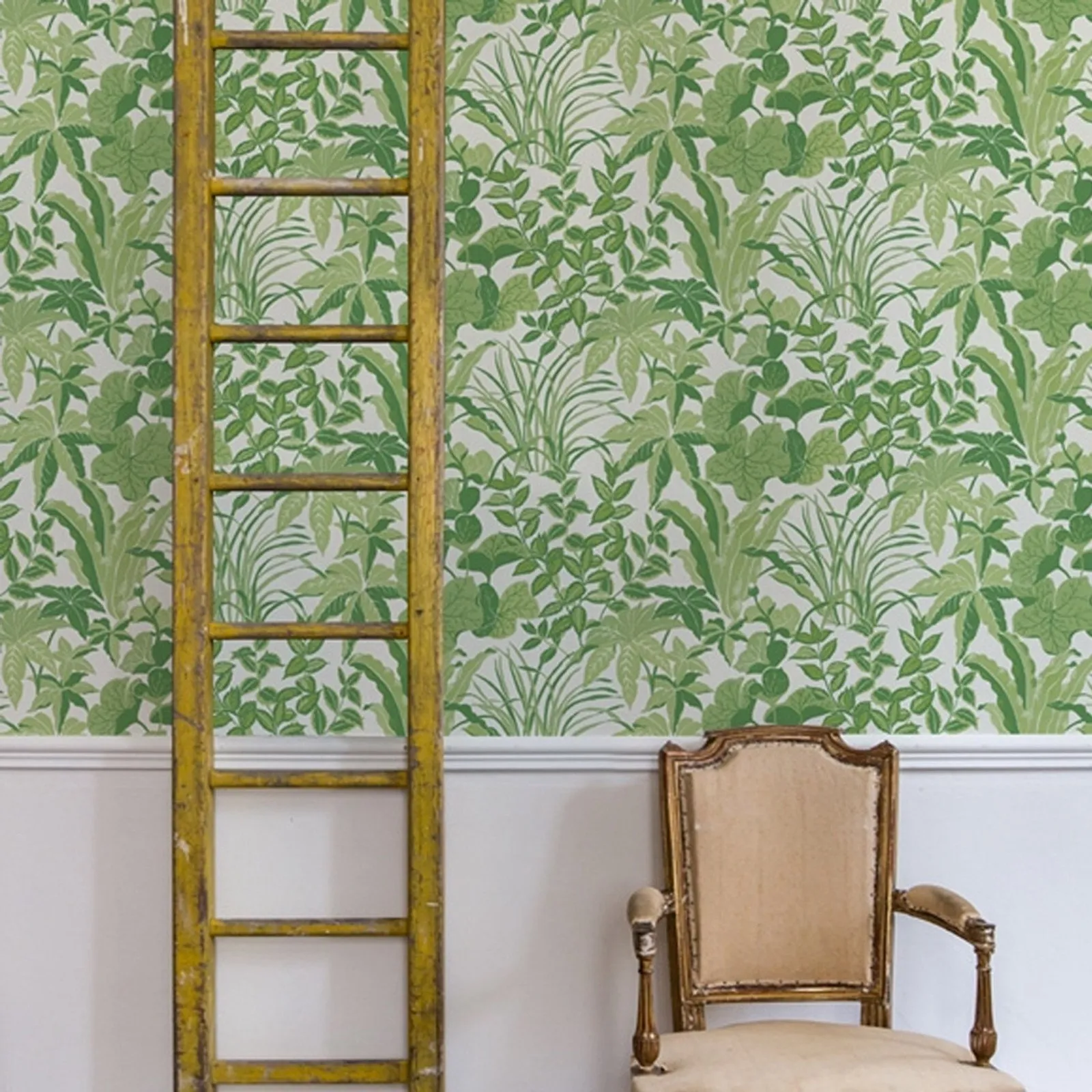 

Magic Garden Wallpaper, Non-woven wall paper representing a dense vegetation with ferns in Fresh Green