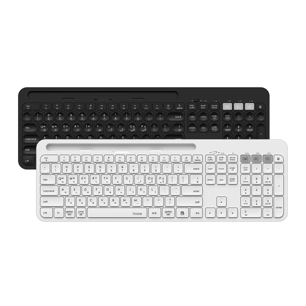 Multi-pairing tablet with iNote Bluetooth wireless keyboard with key skin