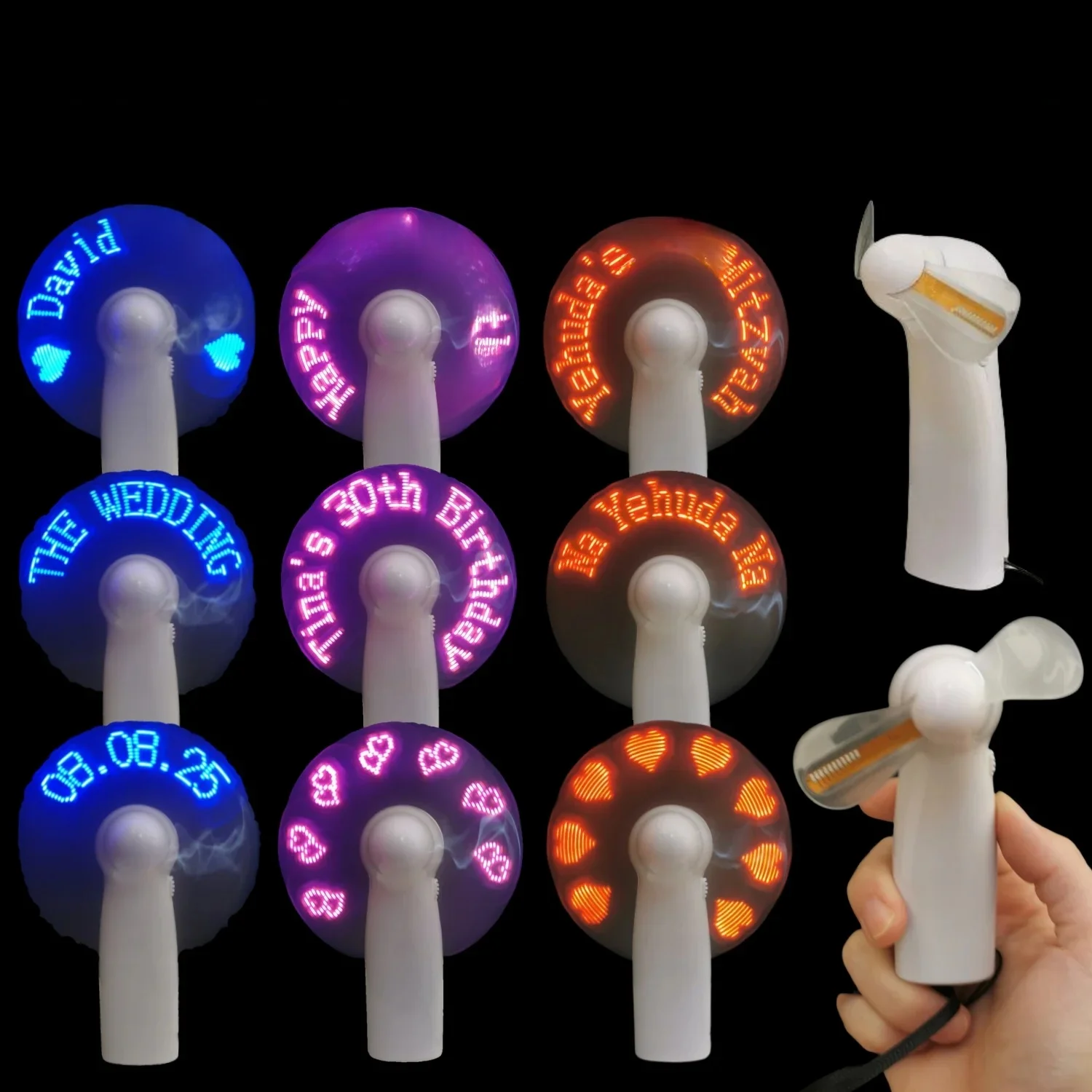 6-20 stuks aangepaste LED-ventilator gepersonaliseerde draagbare ventilatoren voorstel geschenken oplichten ventilator buiten verjaardag bruids huwelijkscadeau gunsten - afbeelding 2