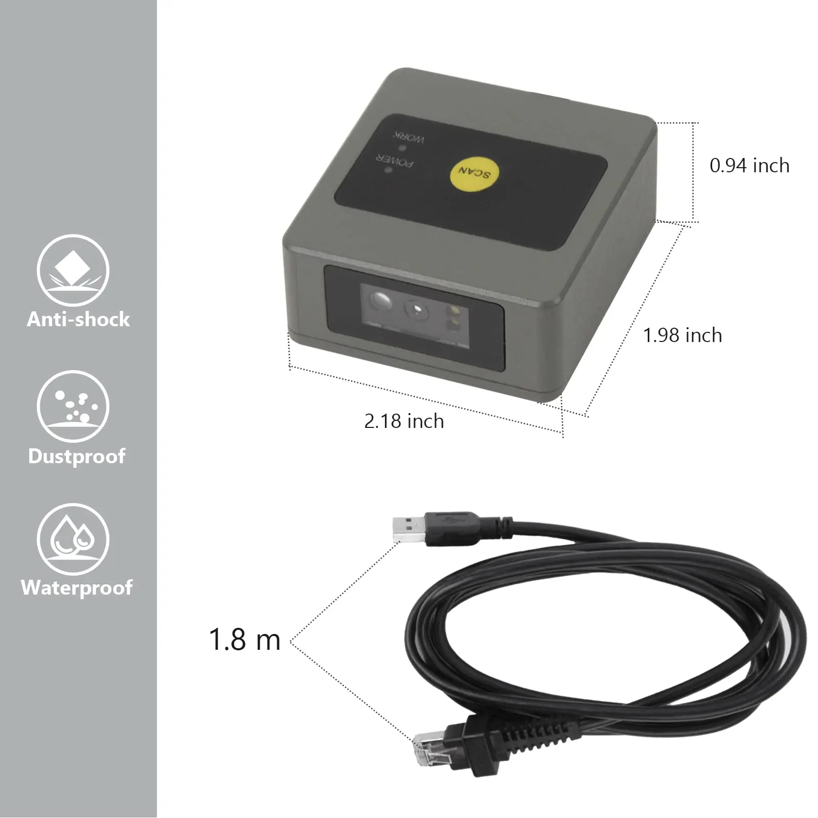 Barcode Scanner Module, Embedded Mini Auto-scan Barcode Reader Support Screen Scanner for 1D 2D QR Code, Fixed Mount to Self-Ser