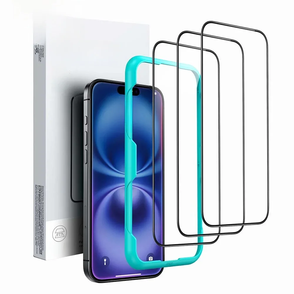 Folia ochronna ESR HD na ekran iPhone 16 Pro Max, kompatybilna z iPhone 14/15/16 Plus/16E, pełne pokrycie, anty-podgląd, szkło hartowane, 3 sztuki. — zdjęcie produktu 7