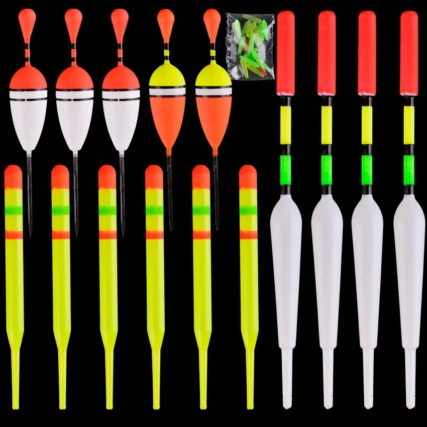 15 pièces/lot flotteurs de pêche ensemble bouée Bobber pêche bâton lumineux flotteurs flutuar mélange taille couleur flotteur bouée pour accessoires de pêche