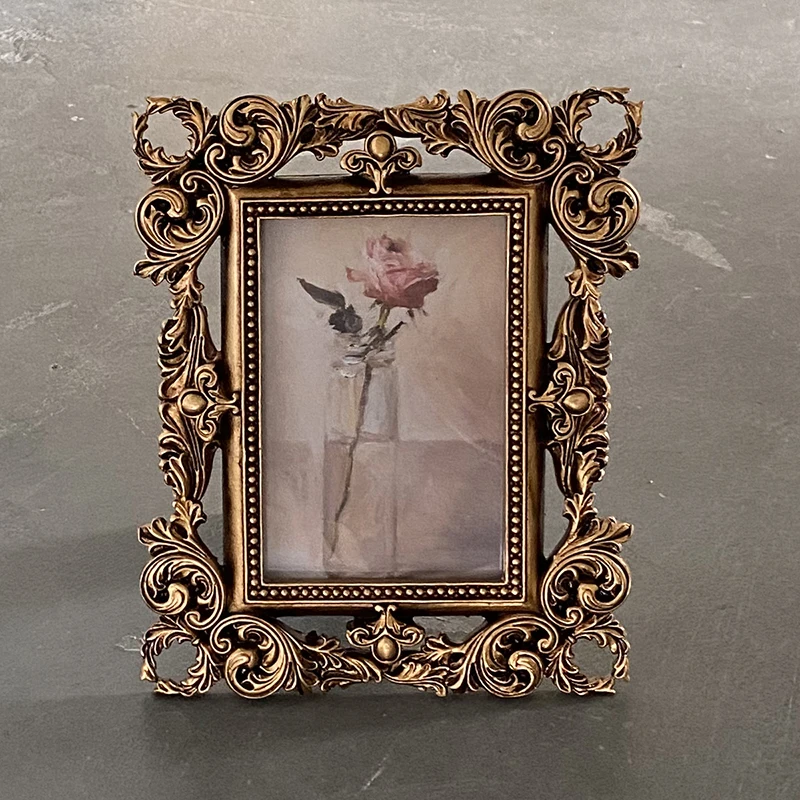 

Vintage 4x6 Picture Frame Antique Gold Picture Frames with Glass Front, Ornate Baroque Frames for Tabletop & Wall Hanging