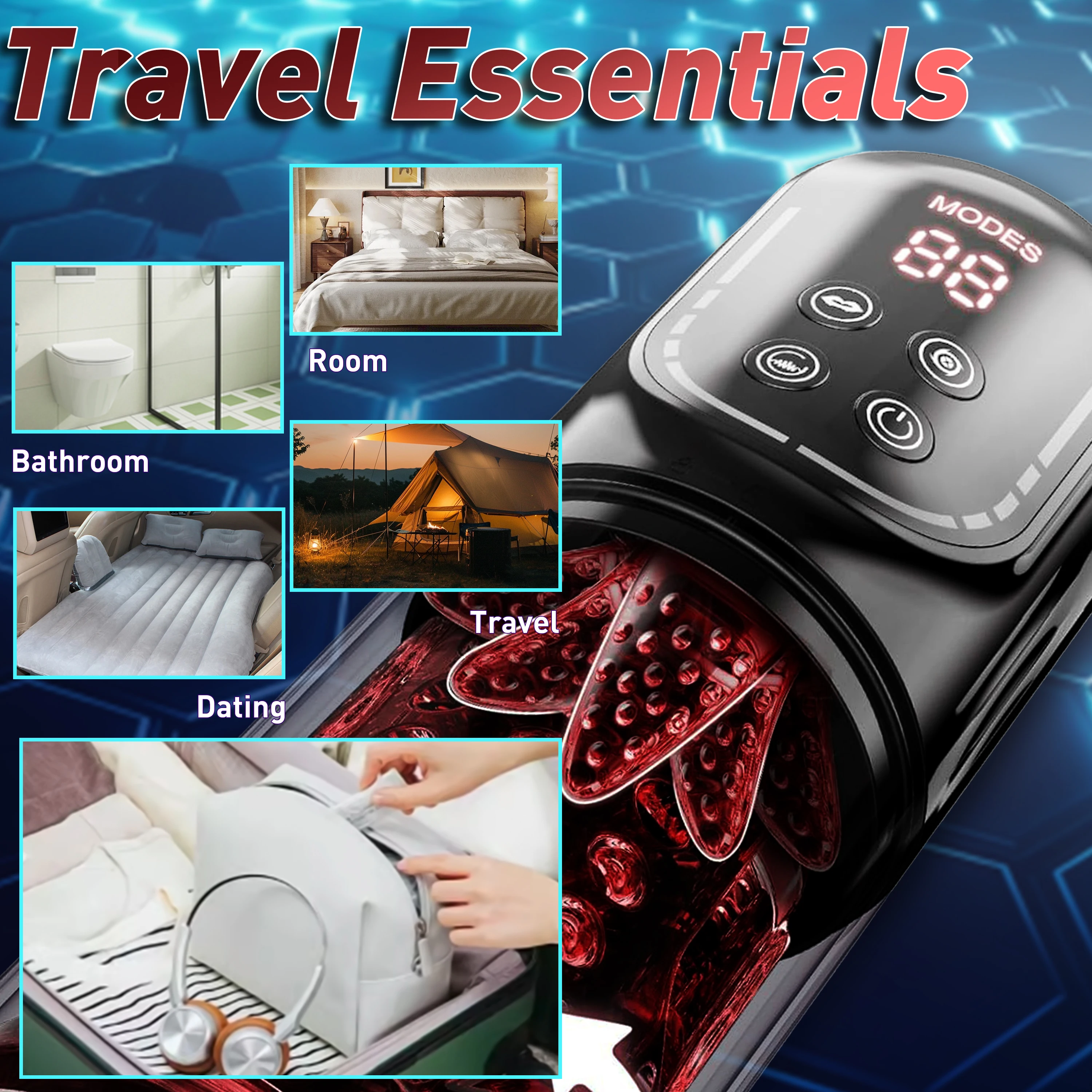 ألعاب الكبار 4 في 1 جهاز استمناء كهربائي للرجال يتميز بالاهتزاز والشفط واللعق وأوضاع الجة ألعاب جنسية #5