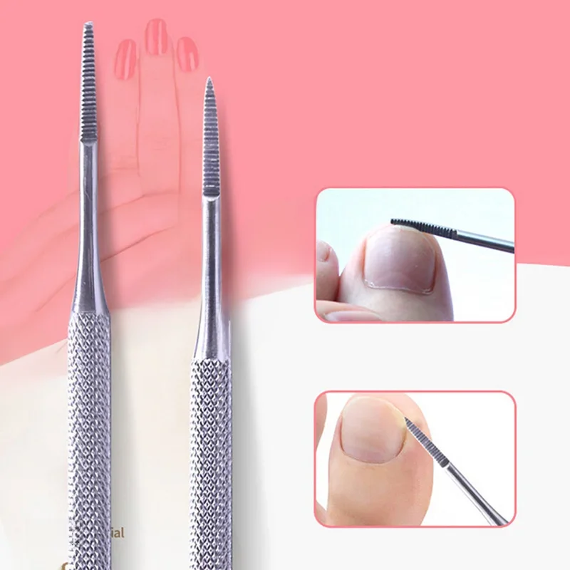 Jednoczęściowy pilnik do pedicure z podwójną końcówką satynowa krawędź wrastający palec u nogi podnośnik grzybica paznokci paronychia podologia Chiropod stal — zdjęcie 2