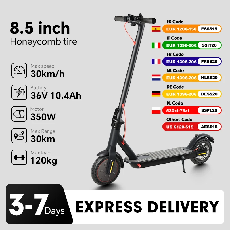 Trottinette électrique pliable Mankeel 8,5 pouces, 36V 10,4Ah, autonomie 25-30 km, application intelligente, vitesse jusqu'à 30 km/h, pour adulte