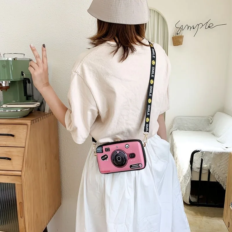 Trendy Camera Design Cartoon Print PU Female Shoulder Bag Crossbody Messenger Bag for Women Casual Handbag Bolsa Purse Zipper