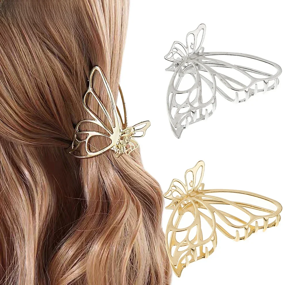 Molans – pince à cheveux papillon en métal de couleur unie pour femmes, Barrettes ajourées, épingle à cheveux, accessoires pour cheveux, couvre-chef