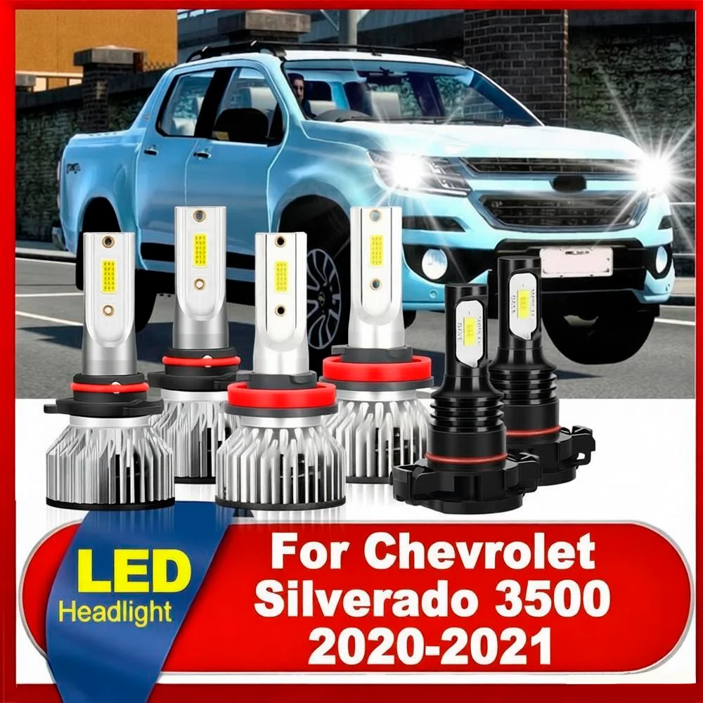 

Светодиодные лампы для фар Turbo HeadLamp Canbus без ошибок, 6000K белый свет, 9005 H11, ближний/дальний свет, для Chevrolet Silverado 3500 2020-2021