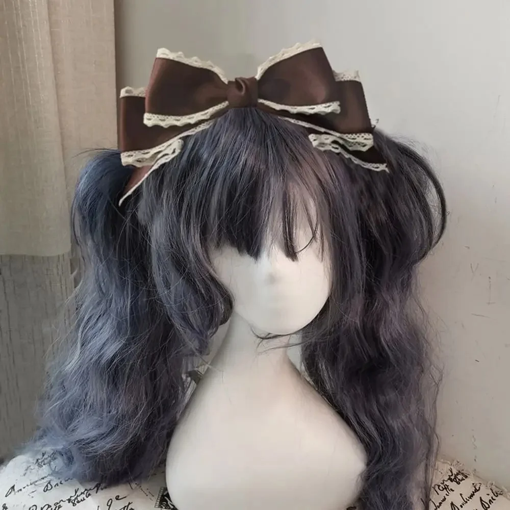 1 szt. Urocza opaska na głowę Lolita spinka do włosów z kokardą słodka Lolita Cosplay nakrycie głowy taśma koronkowa ręcznie robione nakrycia głowy Anime dekoracja do włosów — zdjęcie 2