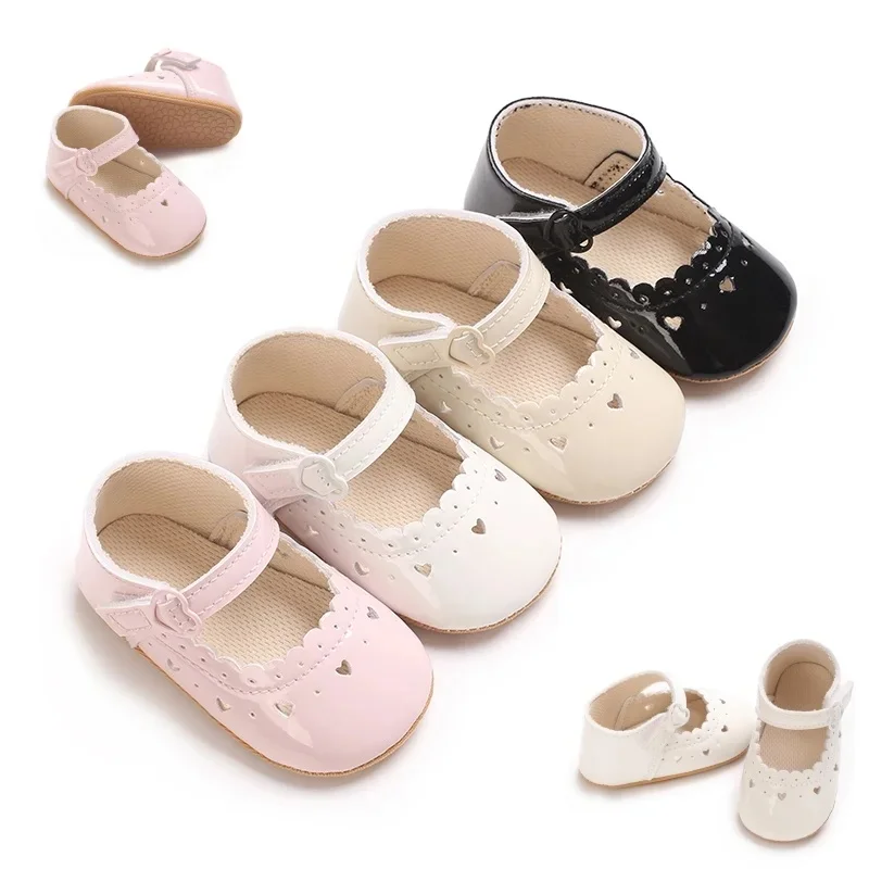 Effen Kleur Baby Meisje Mary Jane Schoenen Met Zachte Rubberen Zool Antislip Lente En Herfst Prinses Schoenen Geschikt Voor 0-18M Baby's - afbeelding 2