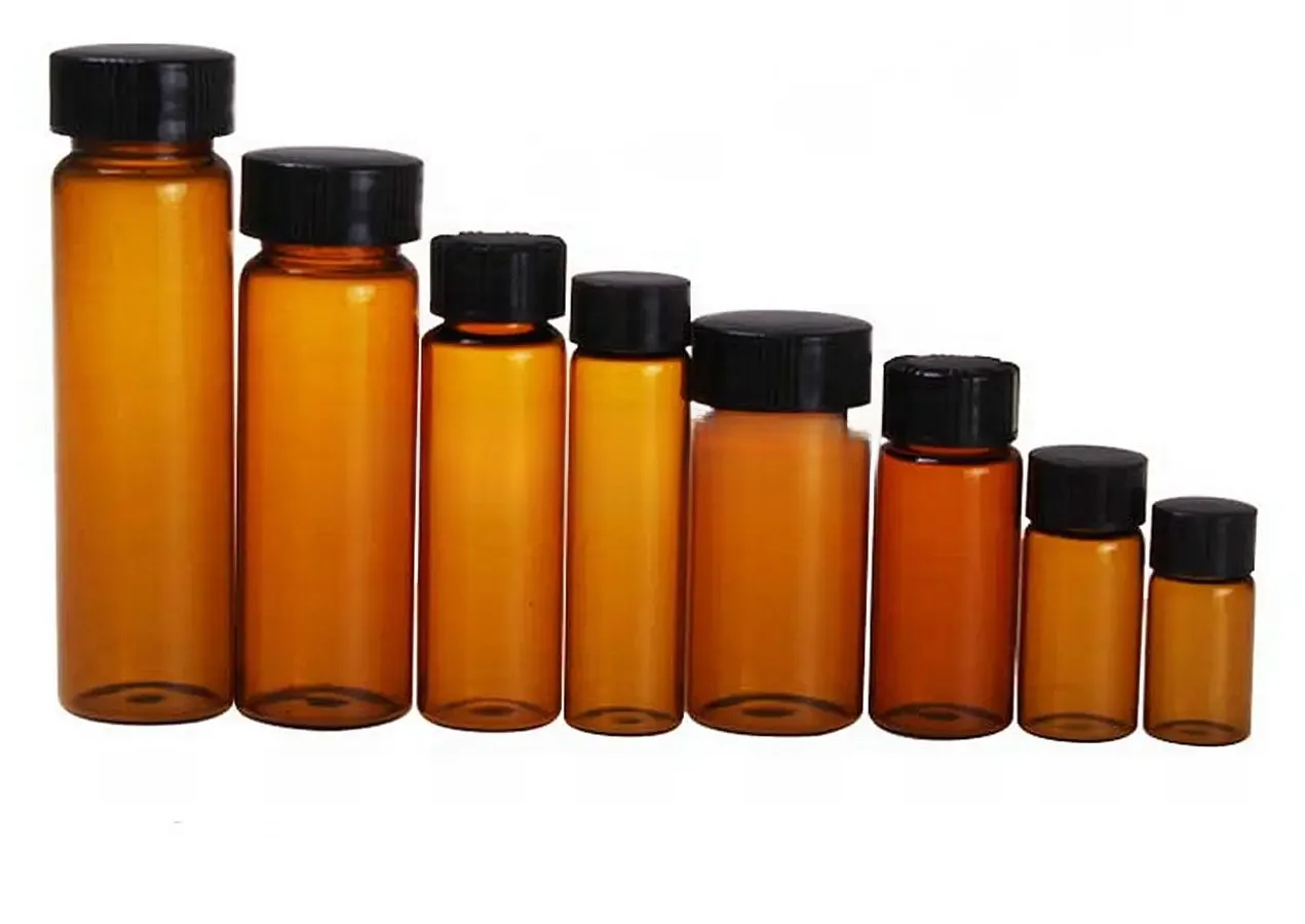 1ml/2ml/3ml/5ml/10ml/15ml/30ml/40ml/50ml/60ml brązowa szklana uszczelka butelka odczynnik próbka fiolki plastikowa pokrywka zakrętka — zdjęcie 2