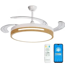 Ventilador con Luz LED con mando+APP 50CM, Motor DC +Luz LED, 66W, temporizador, 6 velocidades, aspas