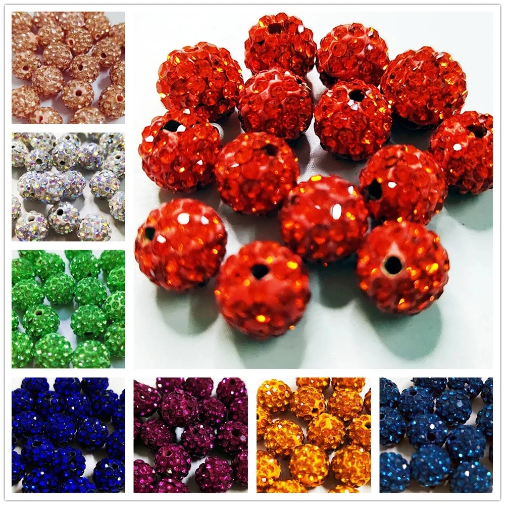 Aaaa + Kwaliteit 6Mm Alle Grootte Kleur Polymeer Klei Met Glitter Strass Glas Bal Kralen Diy Armband Ketting Accessoires - afbeelding 2