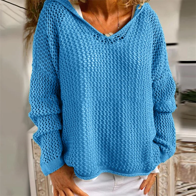セクシーな長袖中空ニット水着トップパーカープルオーバー水着カジュアルセーターかぎ針編みビーチビキニカバーアップ日焼け止め