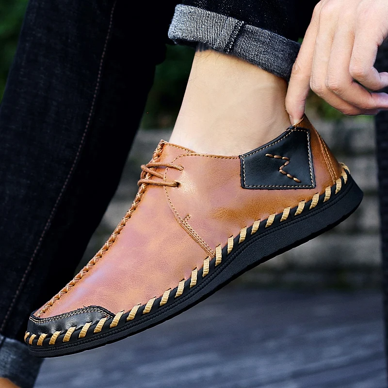 Fashion Casual Leather Shoes Men 2024 Slip On Loafers British Style Shoes Comfortable Casual Sneakers Good Quality