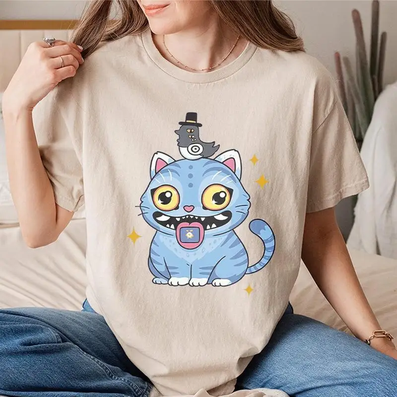 Funny Tiger And Bird Graphic Tee Harajuku Soft Cotton Short Sleeve O Neck T-shirt Y2k Clothes Street Wear Unisex Clothing