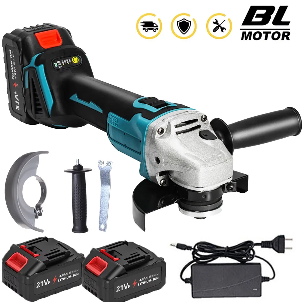 Meuleuse d'angle électrique sans balais OWJHE 125 mm 4 vitesses pour le meulage, le polissage et la découpe du métal et du bois, outil électrique compatible avec la batterie Makita 18V