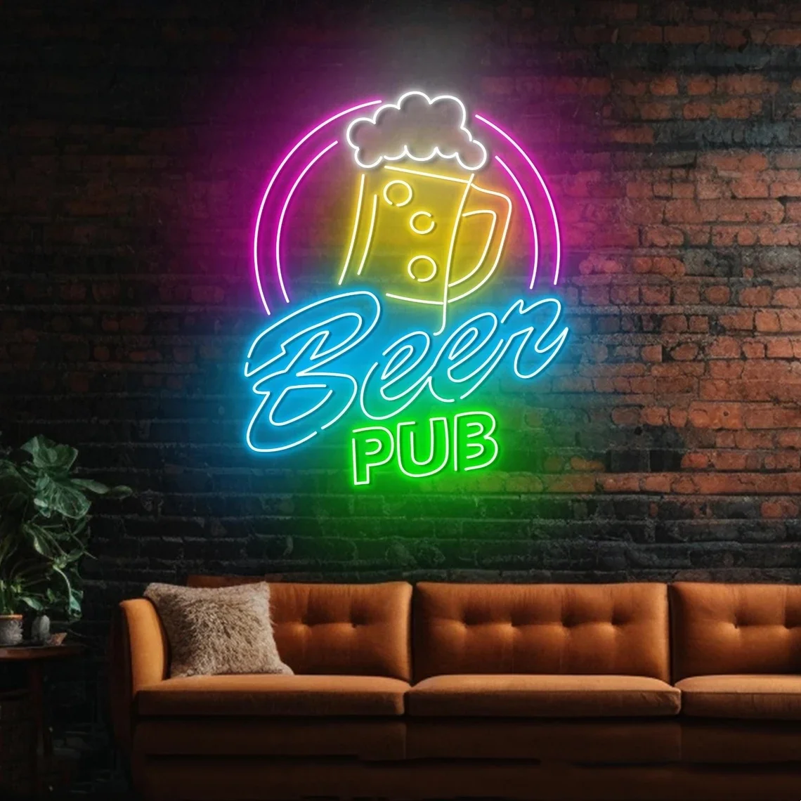 Beer Bar Neon Sign Decor Open Beer Club Neon Sign Bar Pub Wall Art