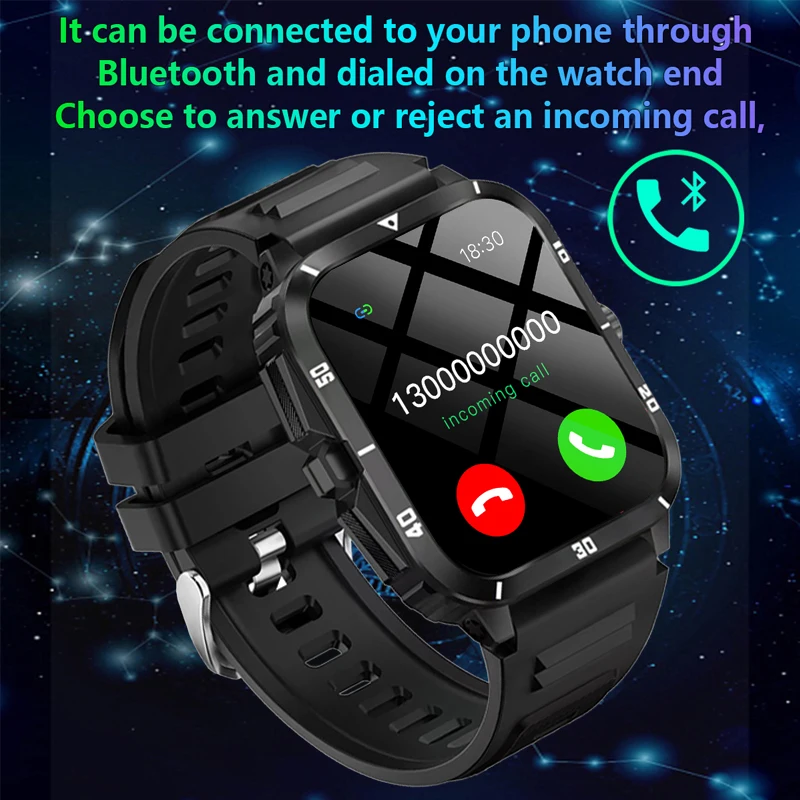 جديد الأصلي وعرة العسكرية الرجال ساعة ذكية بلوتوث دعوة اللياقة البدنية ساعة مساعد صوتي مقاوم للماء الرياضة Smartwatch لشاومي