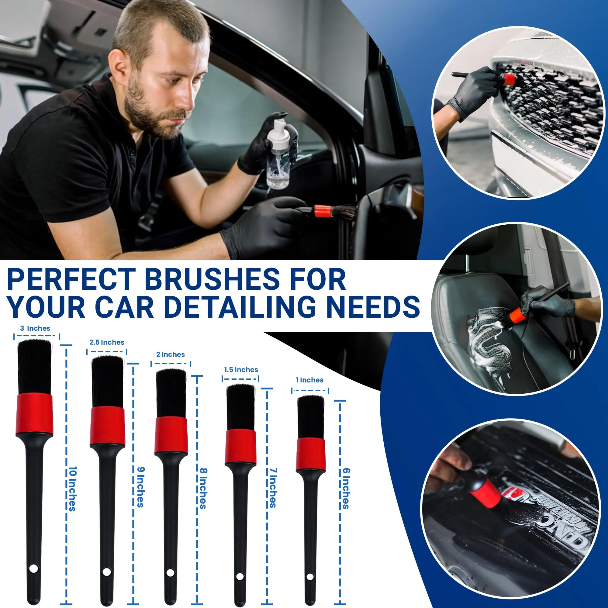 20/23Pcs Car Detailing Set Interior and Exterior Cleaner Professional Detailing Brush Kit Reusable Car Cleaning Brush Tools