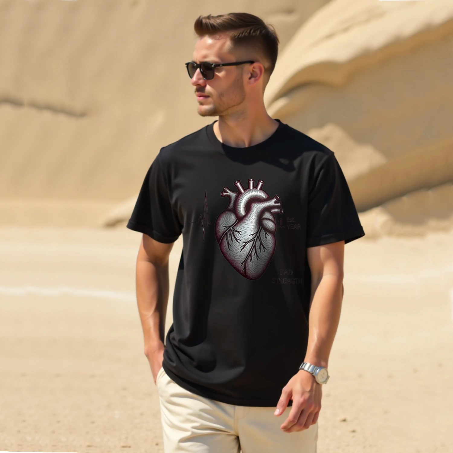 Camiseta Vintage lavada para hombre, camisa de manga corta con estampado de corazón, estilo Harajuku clásico, 250G de algodón, cuello redondo, verano, 2024