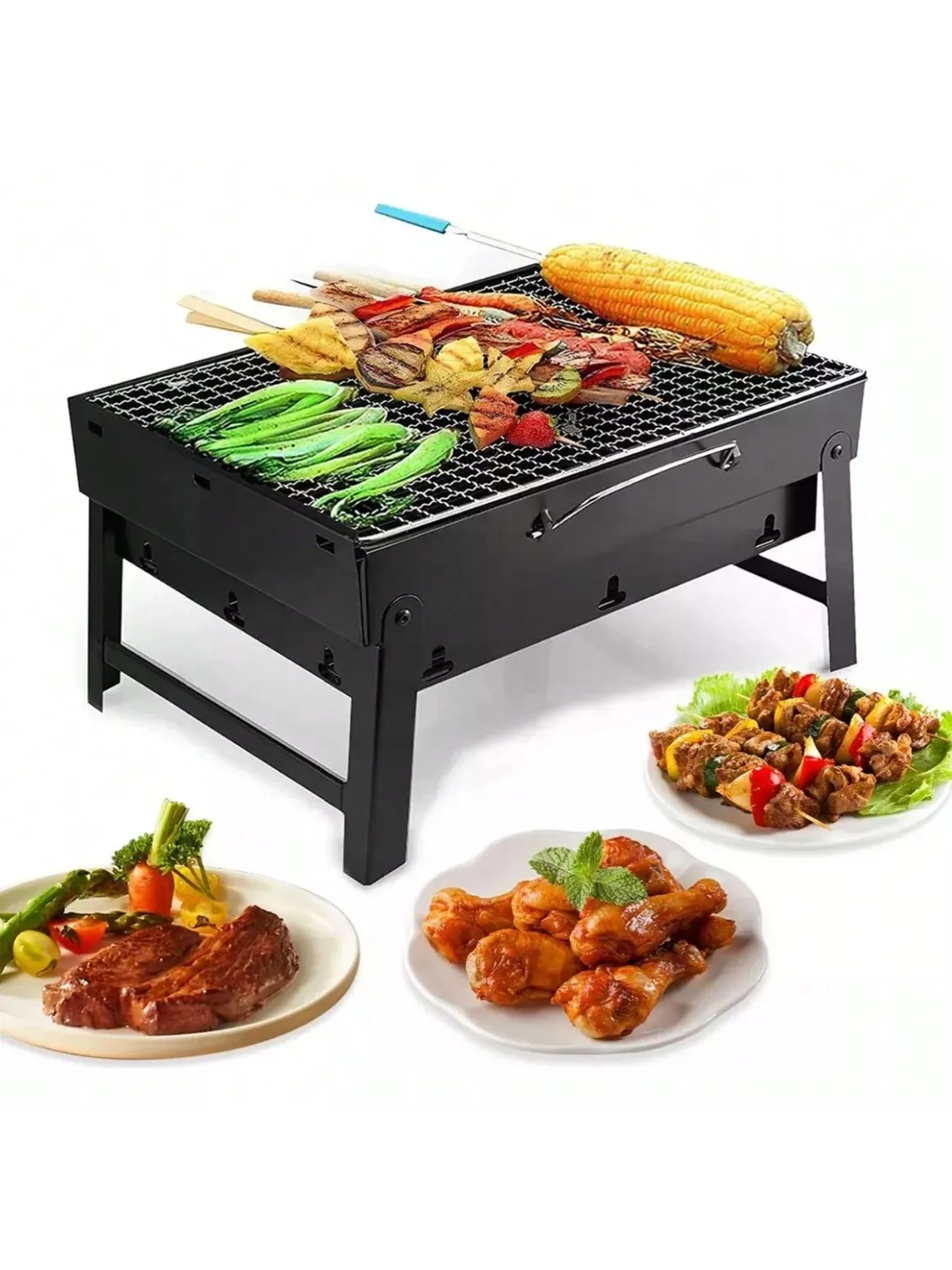 Asador Grande Portátil Plegable BBQ Parrilla De Carbón Ligera